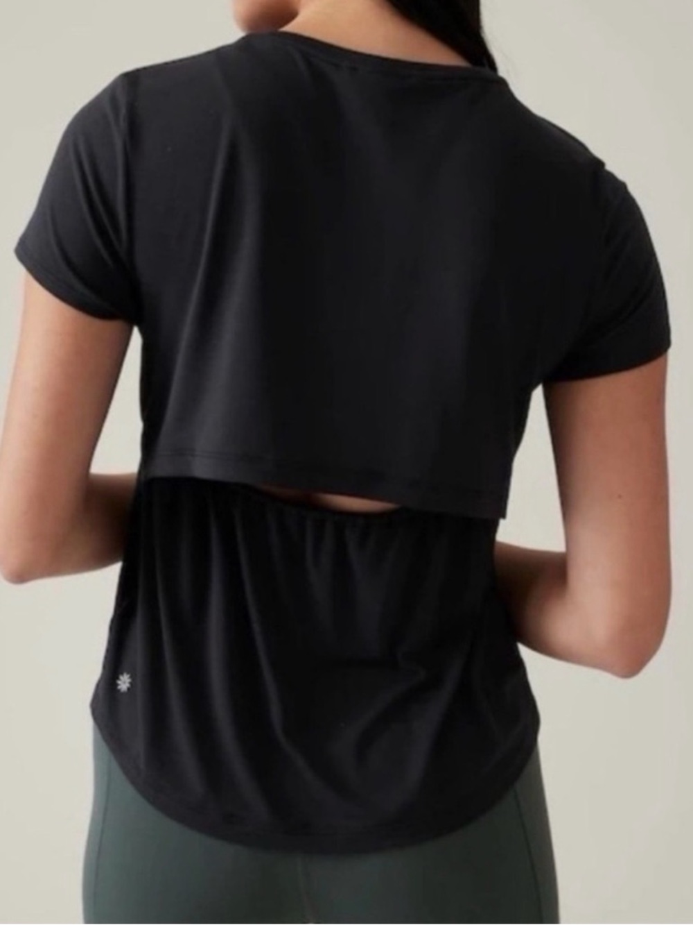 Athleta Black Layered Short Sleeve Active Tee